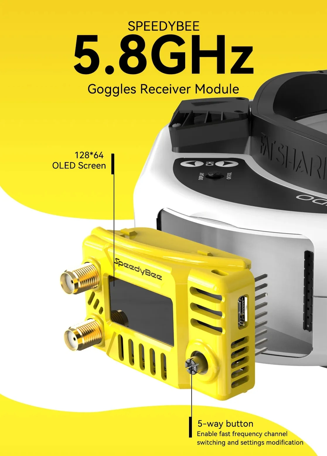 Hd Zero Camera - SpeedyBee FPV-Brillenmodul 5,8GHz - 128x64 OLED