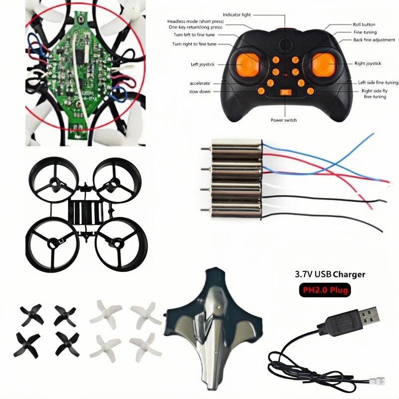 Brushed Drone Motor - Komplettes DIY-Drohnen-Kit 2.4G 6-Achsen-Gyroskop Headless 3D-Roll
