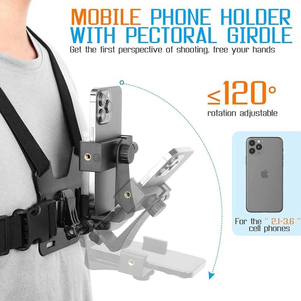 Runcam Camera - 1 Set verstellbarer Telefon-Clip-Halter mit Brustgurt-Befestigungshalterung