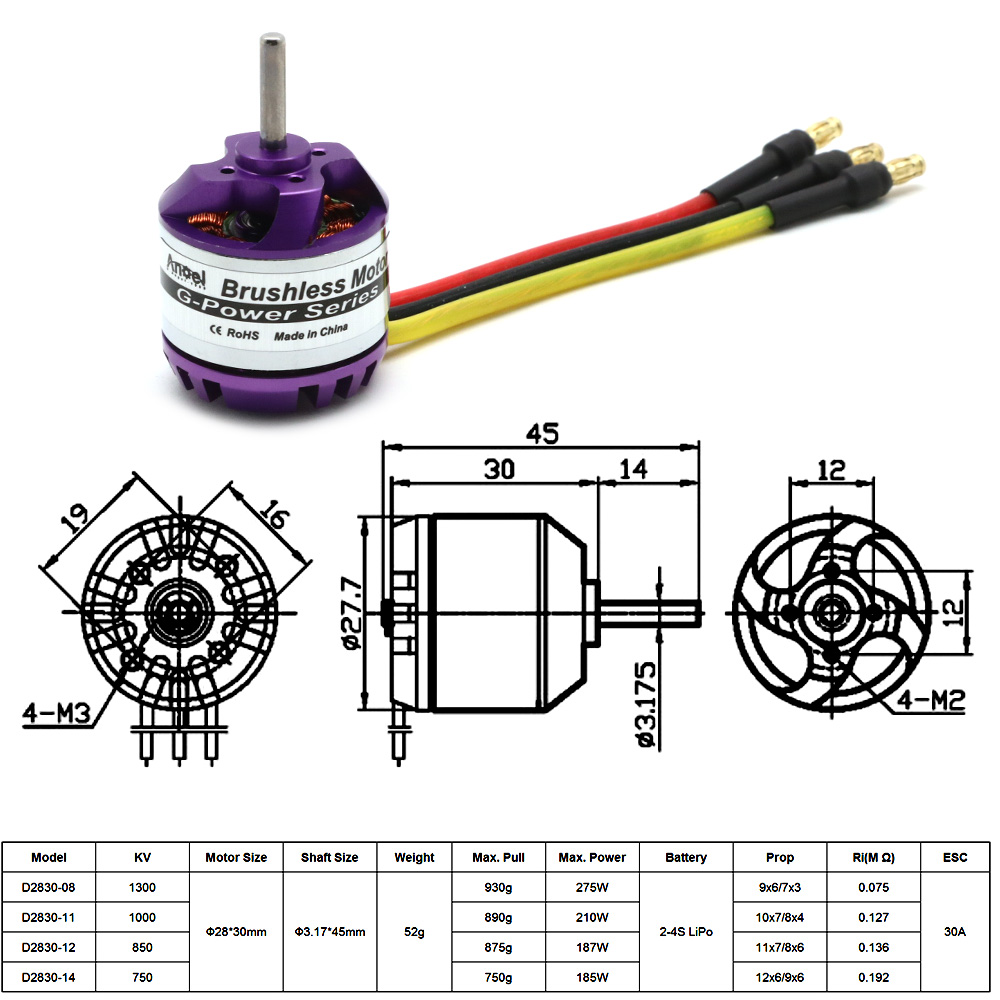 D2830 1300KV 1000KV 850KV 750K – Brushed Drone Motor Bewertung und Preis