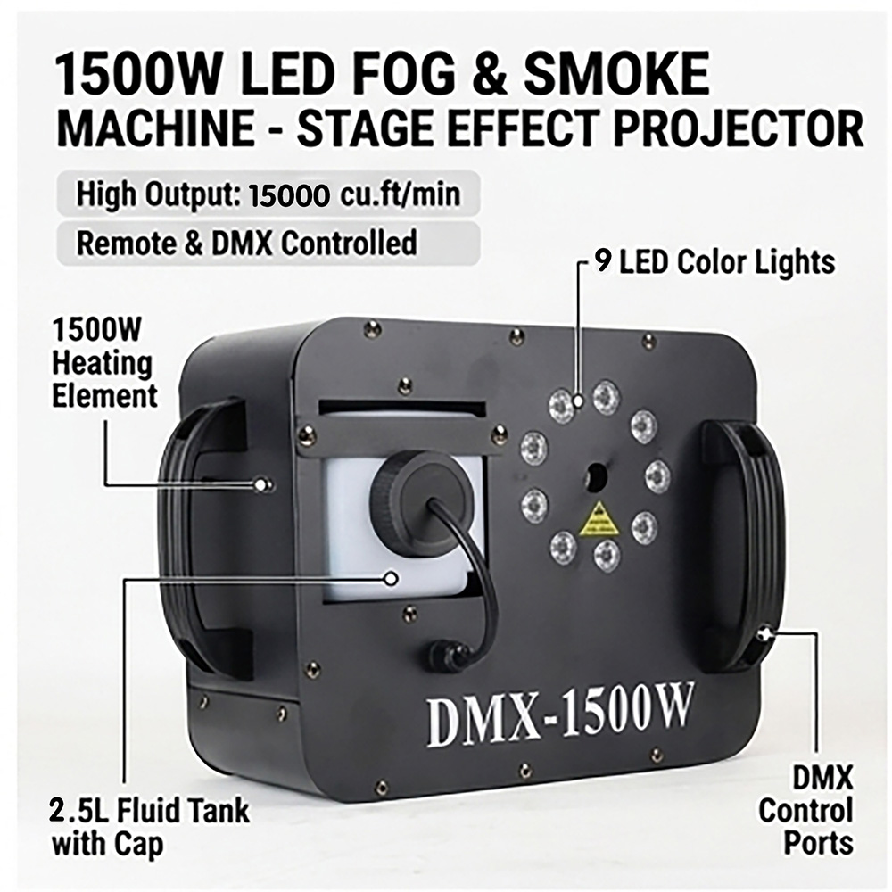 1500W Nebelmaschine RGB 9X3W L – Smoke Stopper Bewertung und Preis